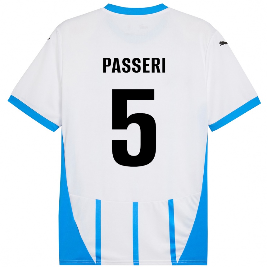 Women Football Angela Passeri #5 White Blue Away Jersey 2024/25 T-Shirt Nz