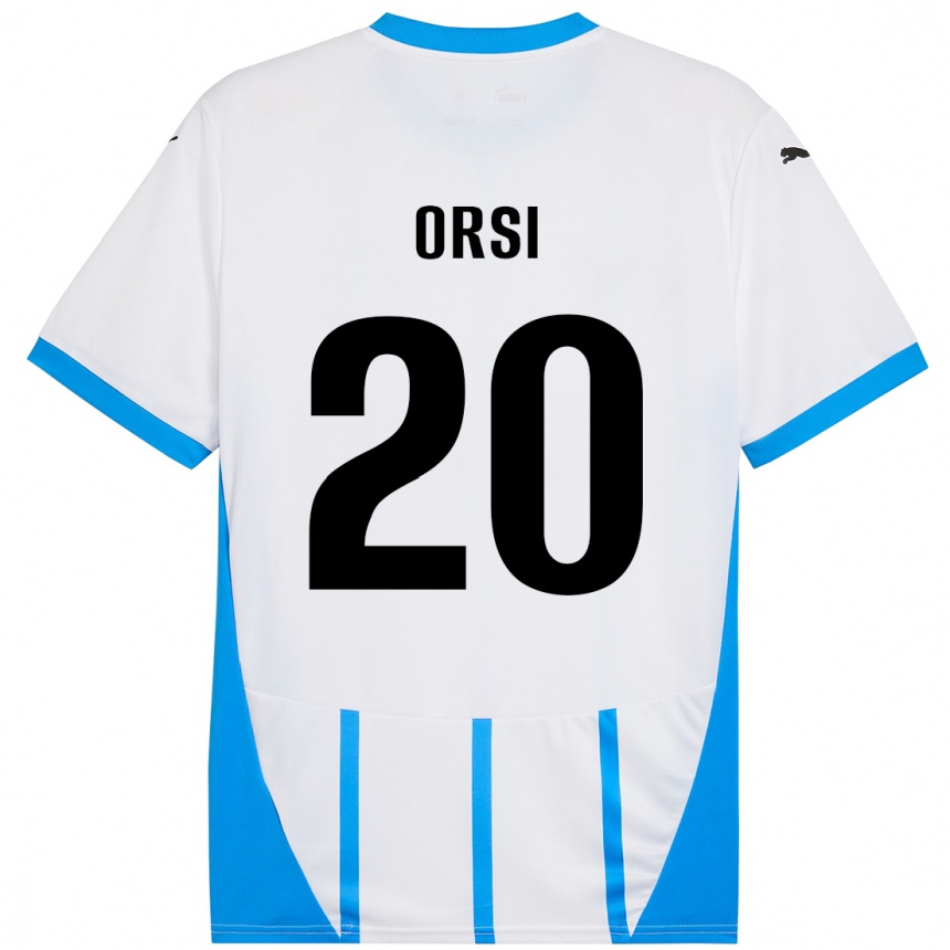 Women Football Benedetta Orsi #20 White Blue Away Jersey 2024/25 T-Shirt Nz