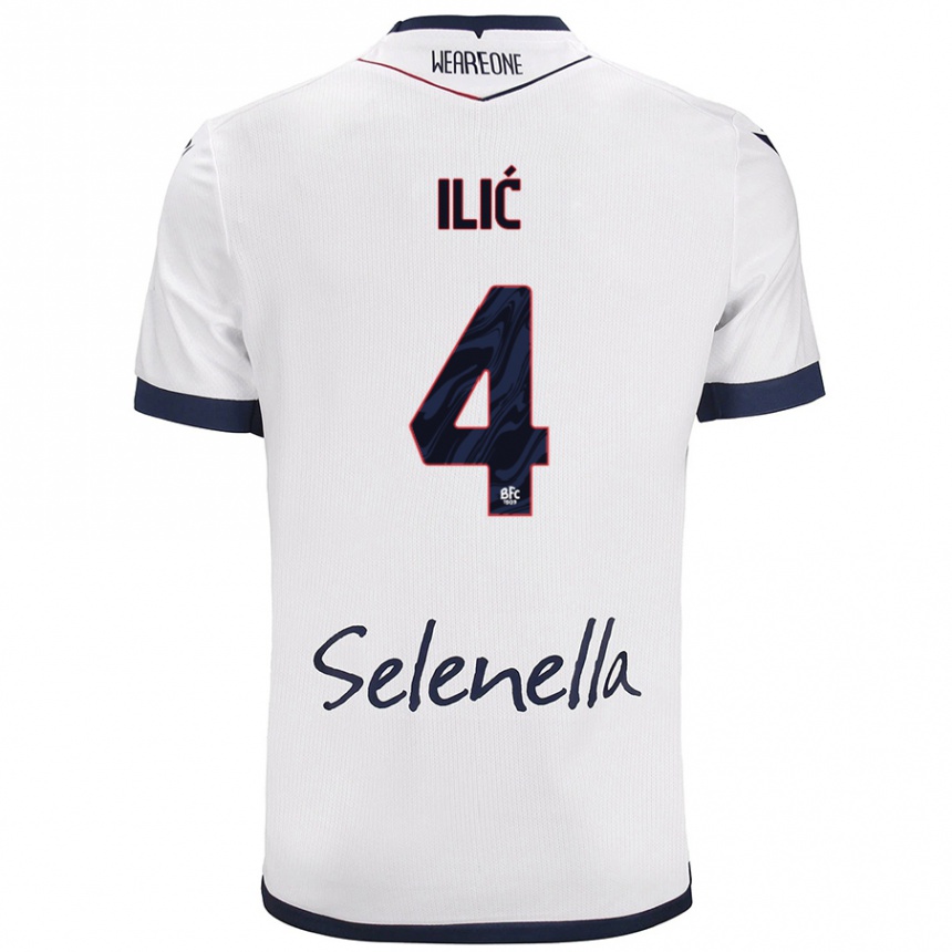 Women Football Mihajlo Ilić #4 White Royal Blue Away Jersey 2024/25 T-Shirt Nz