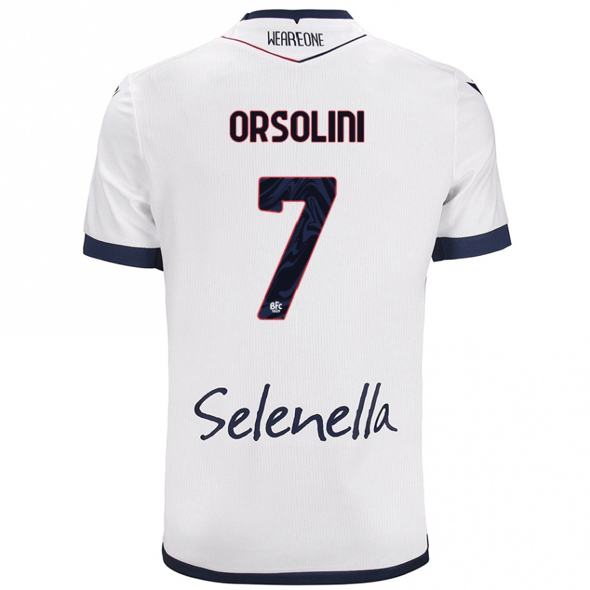 Women Football Riccardo Orsolini #7 White Royal Blue Away Jersey 2024/25 T-Shirt Nz