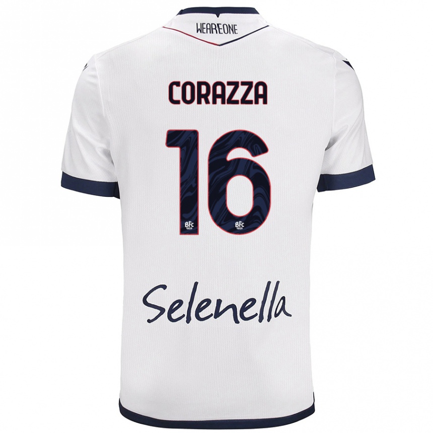 Women Football Tommaso Corazza #16 White Royal Blue Away Jersey 2024/25 T-Shirt Nz