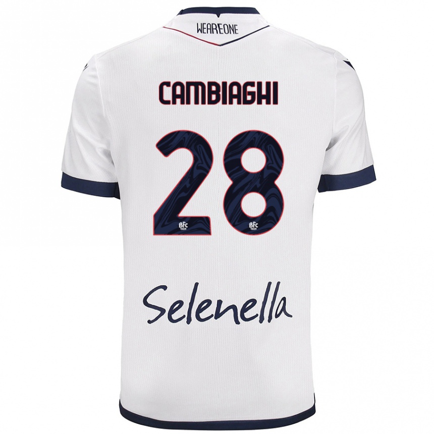 Women Football Nicolò Cambiaghi #28 White Royal Blue Away Jersey 2024/25 T-Shirt Nz