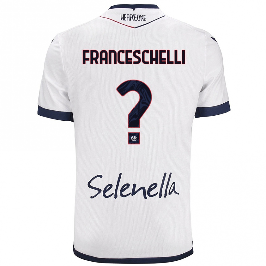 Women Football Matteo Franceschelli #0 White Royal Blue Away Jersey 2024/25 T-Shirt Nz