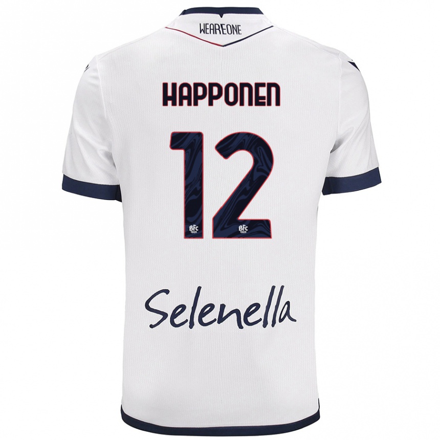 Women Football Ukko Happonen #12 White Royal Blue Away Jersey 2024/25 T-Shirt Nz