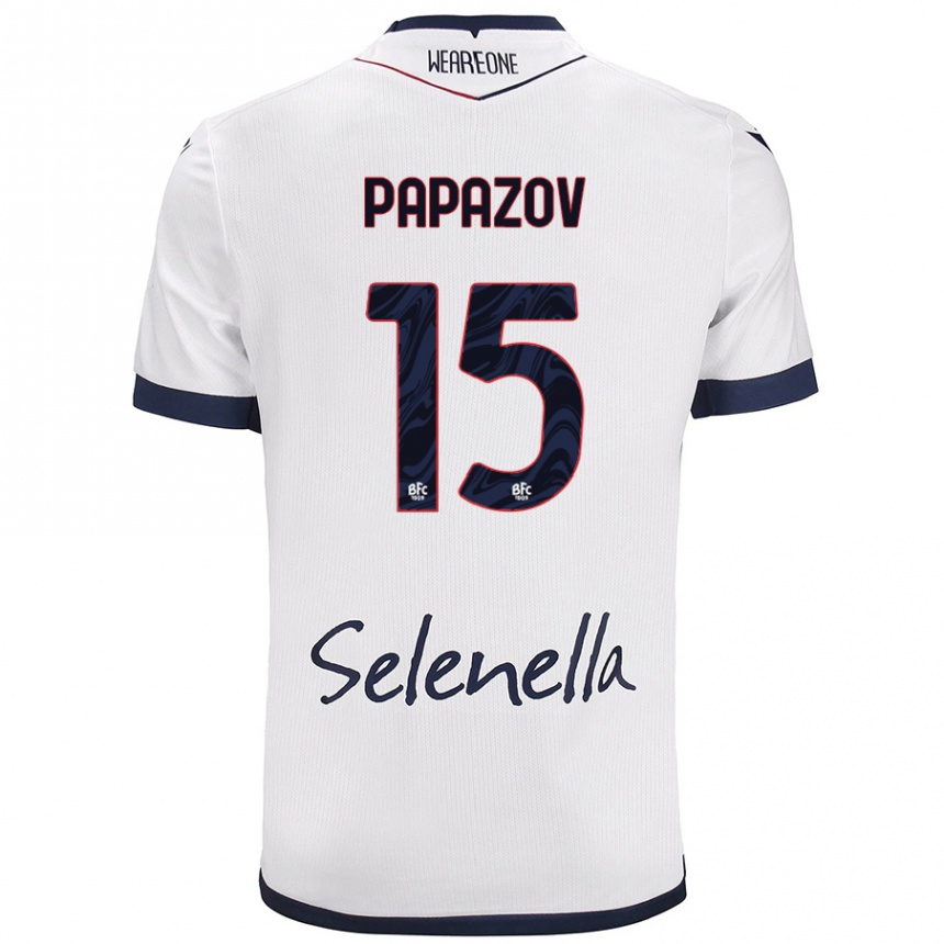 Women Football Dimitar Papazov #15 White Royal Blue Away Jersey 2024/25 T-Shirt Nz