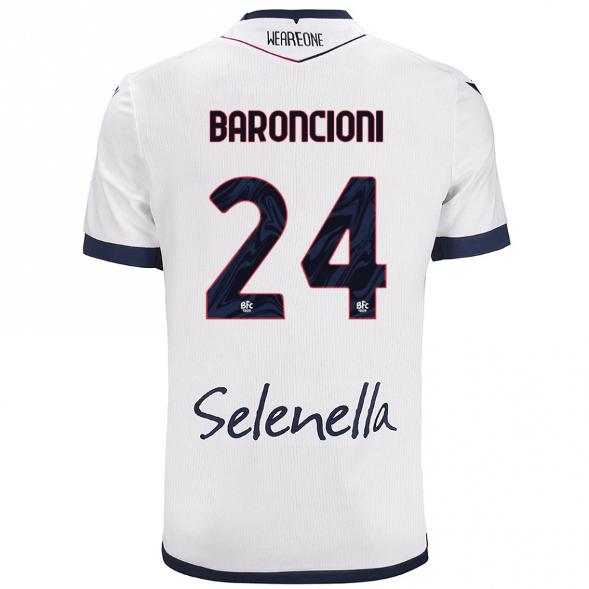 Women Football Davide Baroncioni #24 White Royal Blue Away Jersey 2024/25 T-Shirt Nz