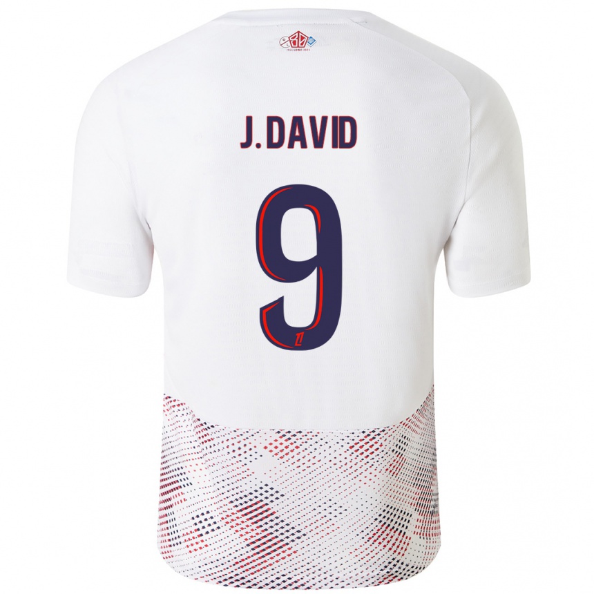 Women Football Jonathan David #9 White Royal Blue Away Jersey 2024/25 T-Shirt Nz