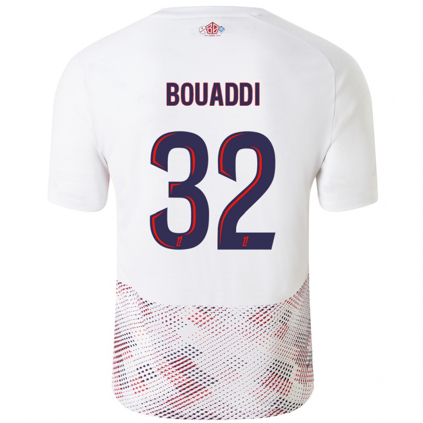 Women Football Ayyoub Bouaddi #32 White Royal Blue Away Jersey 2024/25 T-Shirt Nz