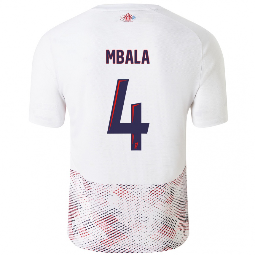 Women Football Olivia Mbala #4 White Royal Blue Away Jersey 2024/25 T-Shirt Nz