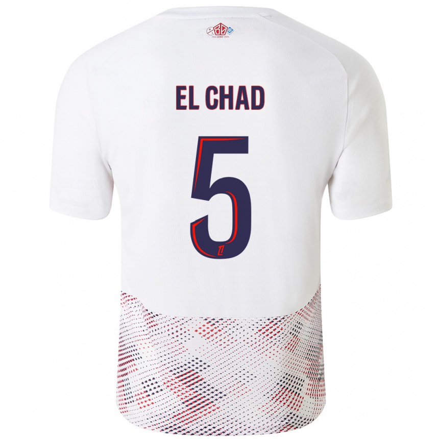 Women Football Nesryne El Chad #5 White Royal Blue Away Jersey 2024/25 T-Shirt Nz