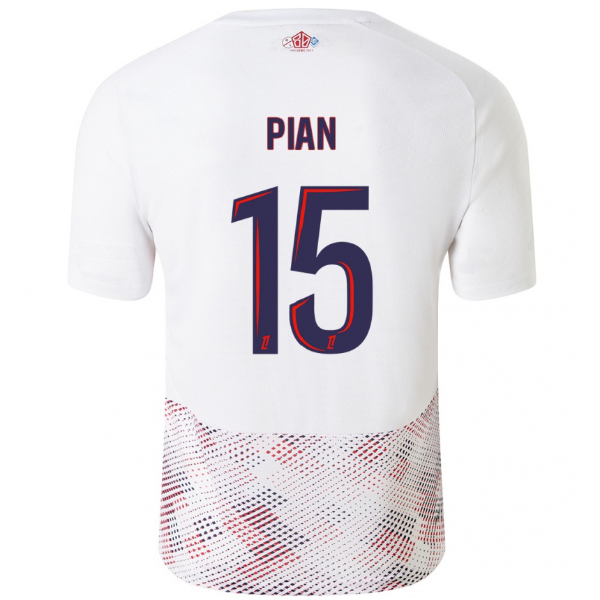 Women Football Julie Pian #15 White Royal Blue Away Jersey 2024/25 T-Shirt Nz