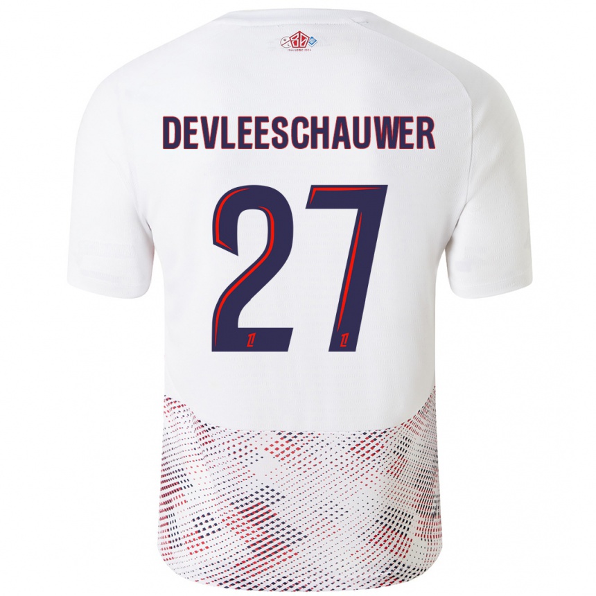 Women Football Gwenaëlle Devleeschauwer #27 White Royal Blue Away Jersey 2024/25 T-Shirt Nz