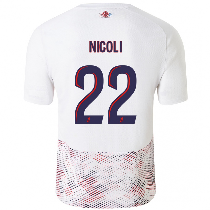 Women Football Morgane Nicoli #22 White Royal Blue Away Jersey 2024/25 T-Shirt Nz