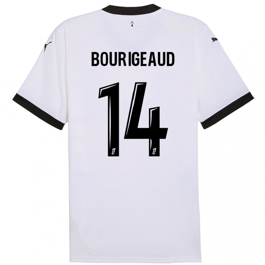 Women Football Benjamin Bourigeaud #14 White Black Away Jersey 2024/25 T-Shirt Nz