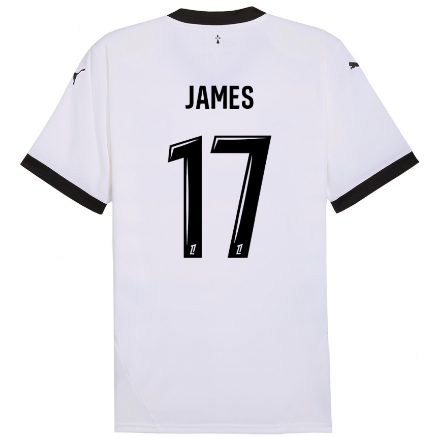 Women Football Jordan James #17 White Black Away Jersey 2024/25 T-Shirt Nz