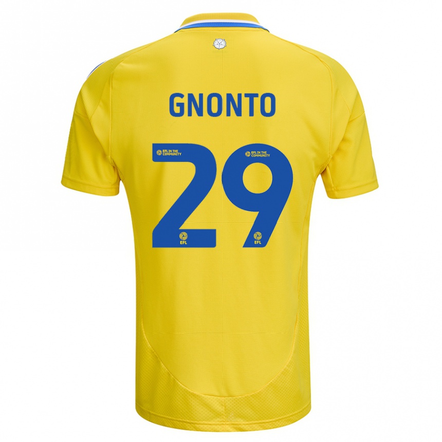 Women Football Wilfried Gnonto #29 Yellow Blue Away Jersey 2024/25 T-Shirt Nz