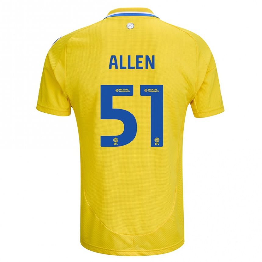 Women Football Charlie Allen #51 Yellow Blue Away Jersey 2024/25 T-Shirt Nz