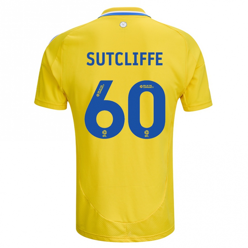 Women Football Harvey Sutcliffe #60 Yellow Blue Away Jersey 2024/25 T-Shirt Nz