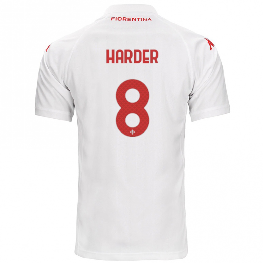 Women Football Jonas Harder #8 White Away Jersey 2024/25 T-Shirt Nz