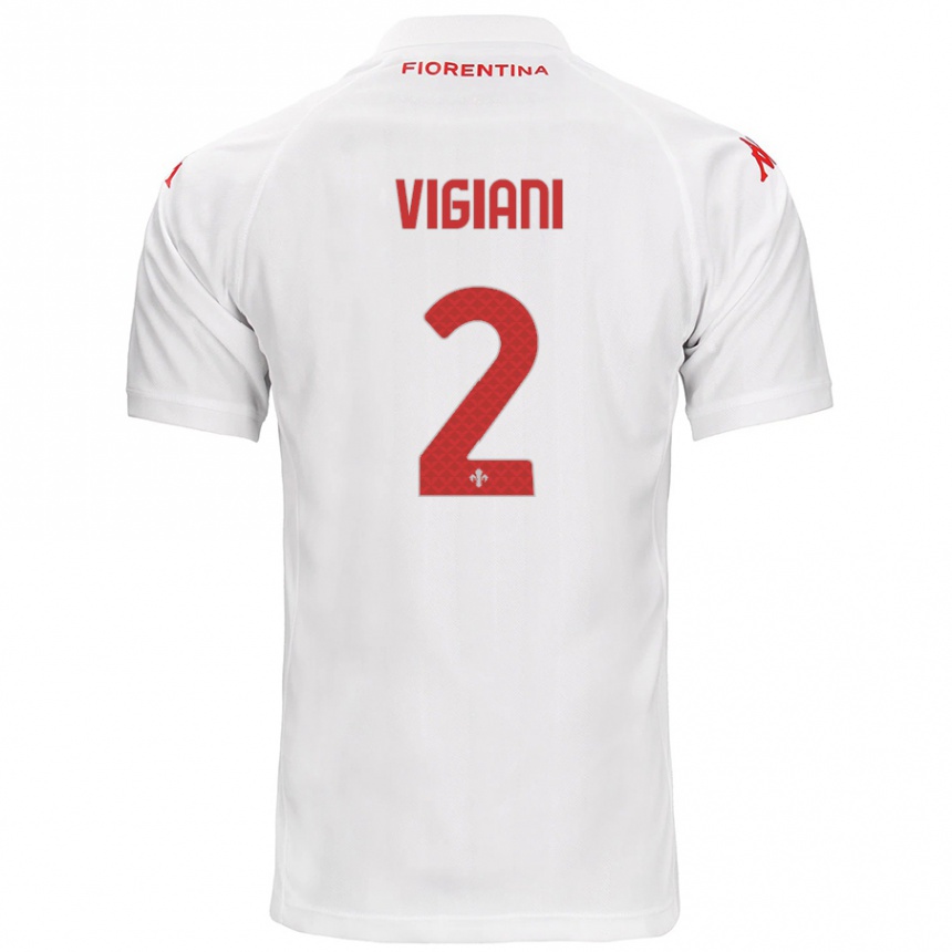 Women Football Lorenzo Vigiani #2 White Away Jersey 2024/25 T-Shirt Nz