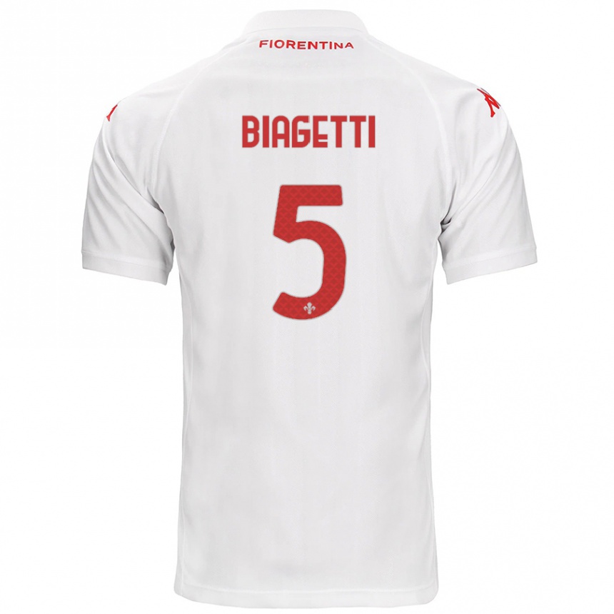 Women Football Christian Biagetti #5 White Away Jersey 2024/25 T-Shirt Nz