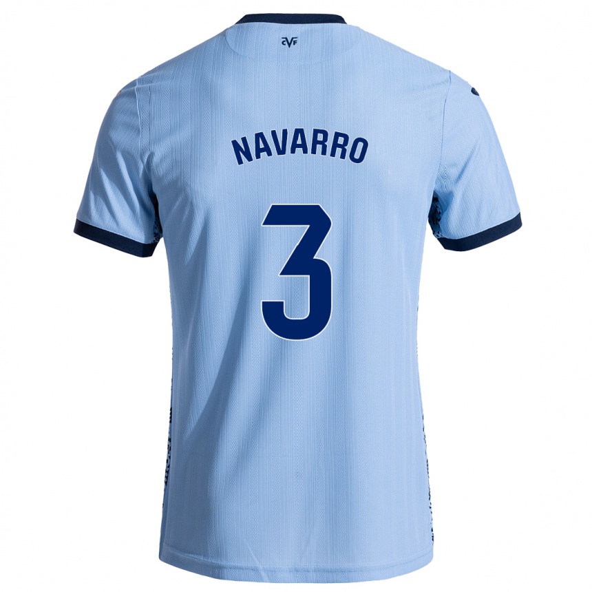 Women Football Pablo Navarro #3 Sky Blue Away Jersey 2024/25 T-Shirt Nz