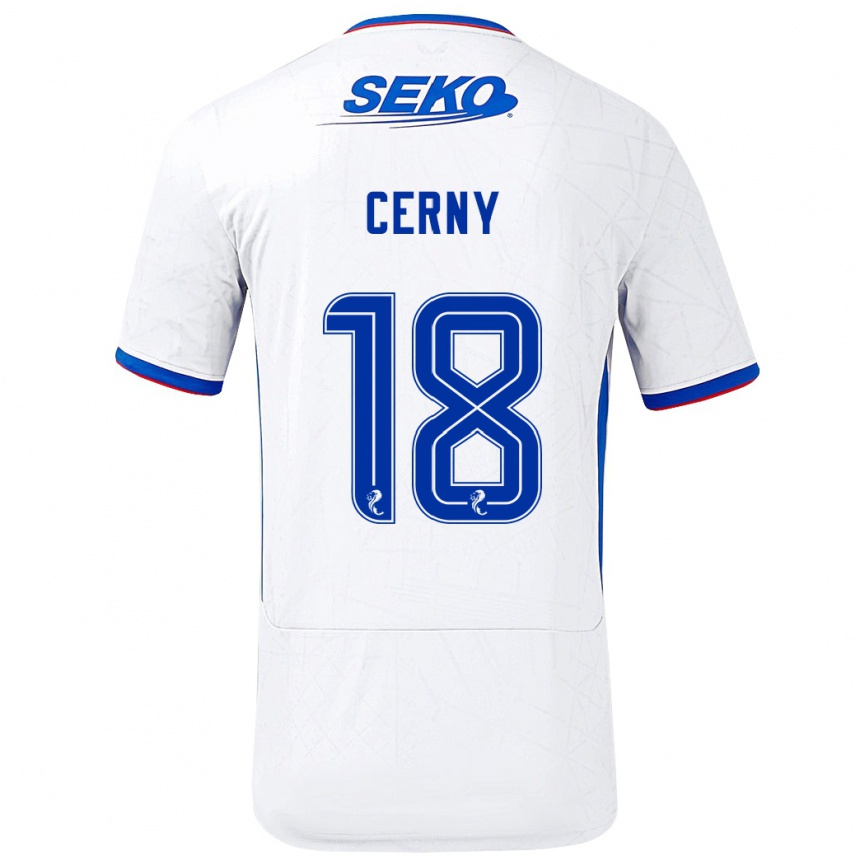 Women Football Vaclav Cerny #18 White Blue Away Jersey 2024/25 T-Shirt Nz