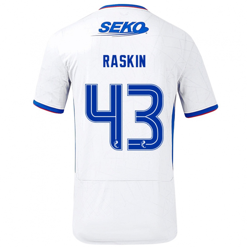 Women Football Nicolas Raskin #43 White Blue Away Jersey 2024/25 T-Shirt Nz