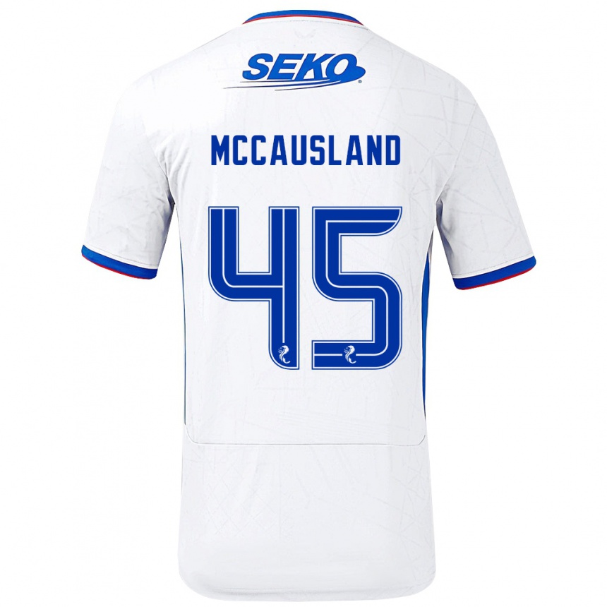 Women Football Ross Mccausland #45 White Blue Away Jersey 2024/25 T-Shirt Nz