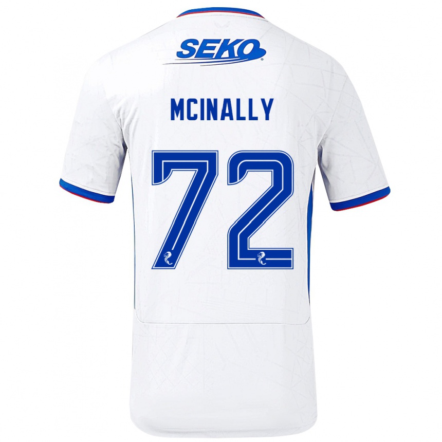 Women Football Darren Mcinally #72 White Blue Away Jersey 2024/25 T-Shirt Nz