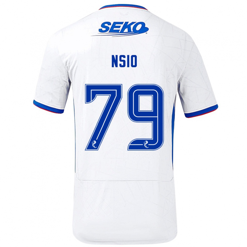 Women Football Paul Nsio #79 White Blue Away Jersey 2024/25 T-Shirt Nz