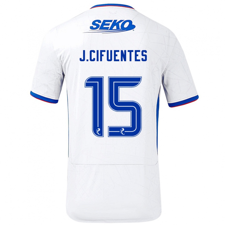 Women Football José Cifuentes #15 White Blue Away Jersey 2024/25 T-Shirt Nz