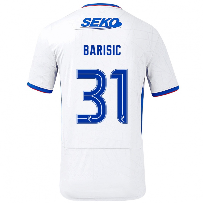 Women Football Borna Barisic #31 White Blue Away Jersey 2024/25 T-Shirt Nz