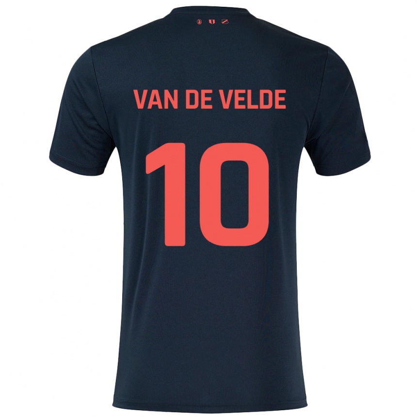 Women Football Senne Van De Velde #10 Black Red Away Jersey 2024/25 T-Shirt Nz