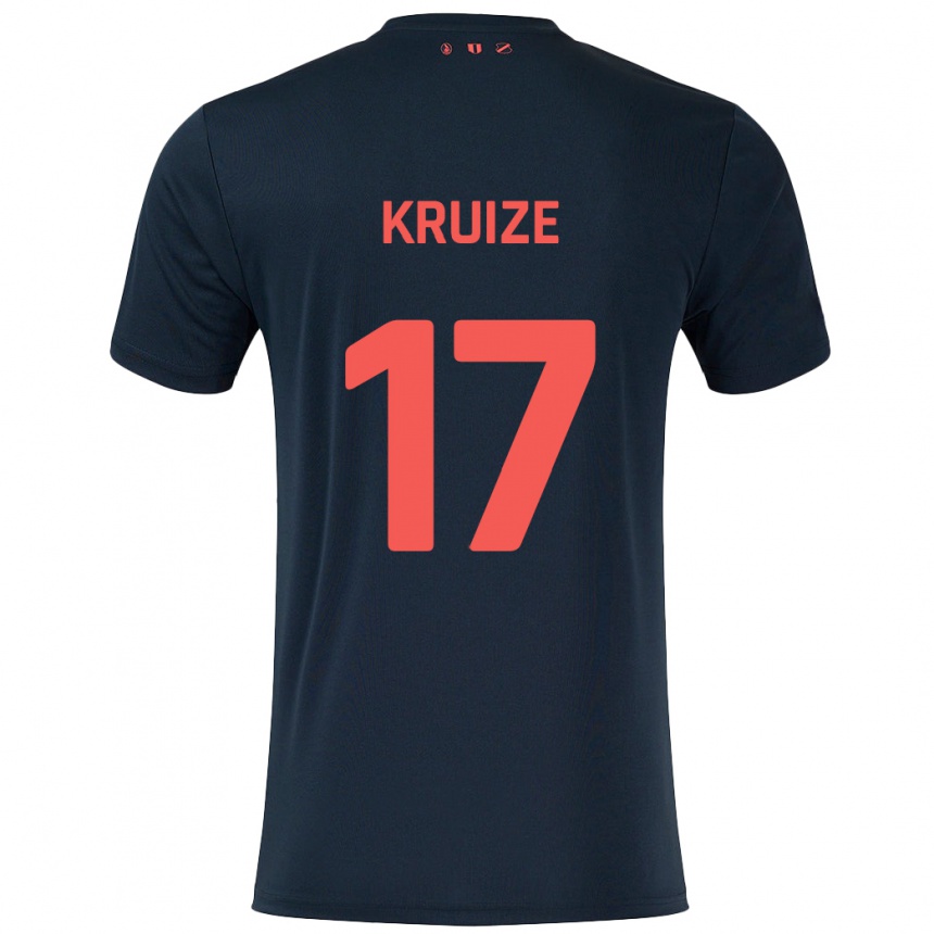 Women Football Elisha Kruize #17 Black Red Away Jersey 2024/25 T-Shirt Nz