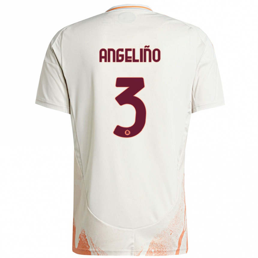 Women Football Angeliño #3 Cream White Orange Away Jersey 2024/25 T-Shirt Nz