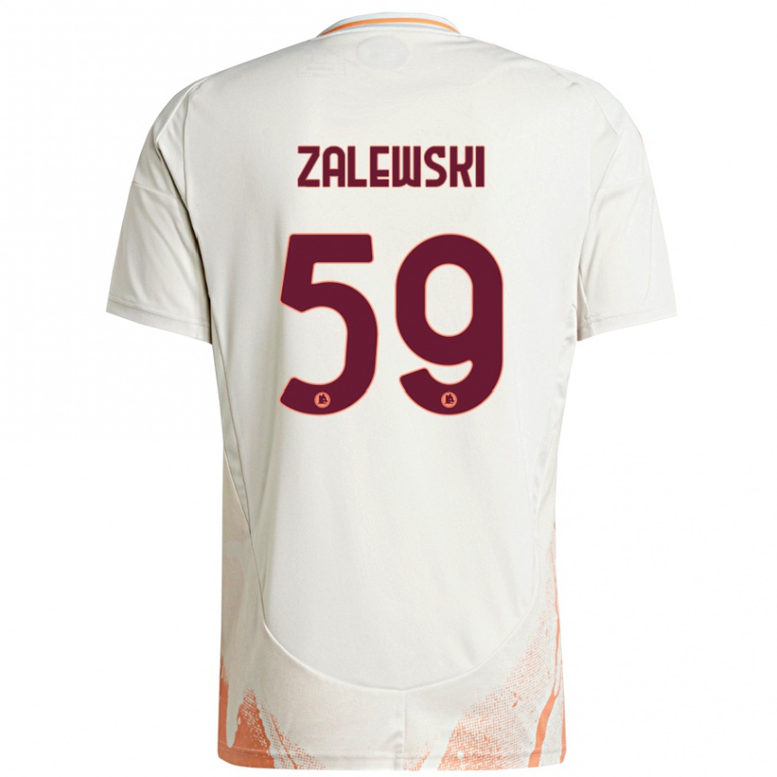 Women Football Nicola Zalewski #59 Cream White Orange Away Jersey 2024/25 T-Shirt Nz