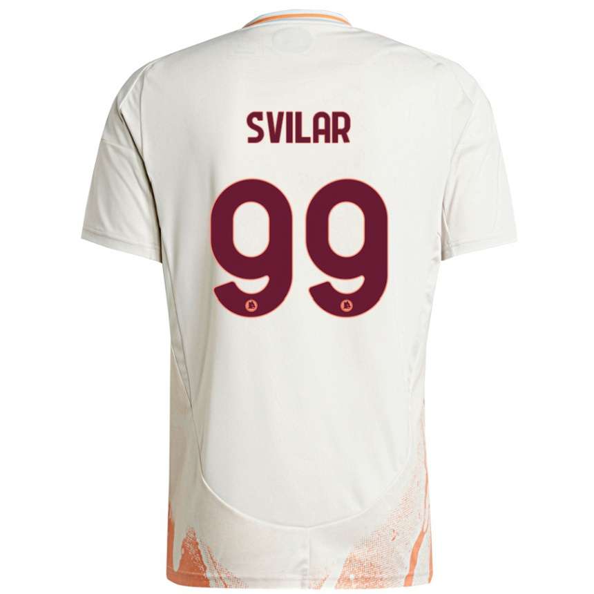 Women Football Mile Svilar #99 Cream White Orange Away Jersey 2024/25 T-Shirt Nz