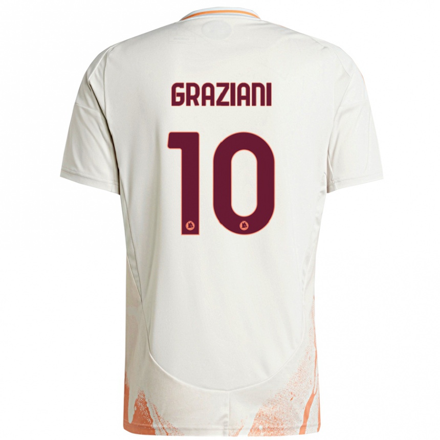 Women Football Leonardo Graziani #10 Cream White Orange Away Jersey 2024/25 T-Shirt Nz