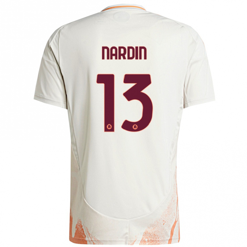 Women Football Federico Nardin #13 Cream White Orange Away Jersey 2024/25 T-Shirt Nz