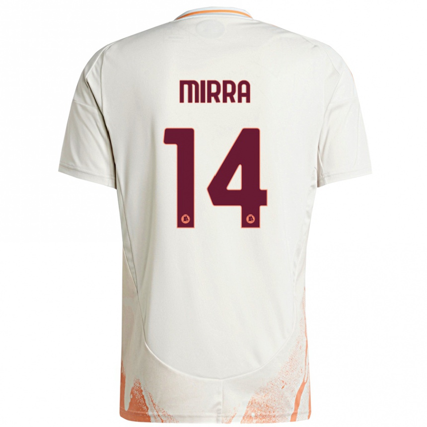 Women Football Jacopo Mirra #14 Cream White Orange Away Jersey 2024/25 T-Shirt Nz