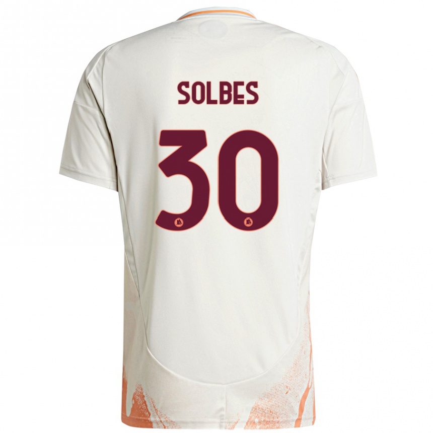 Women Football Ricardo Solbes #30 Cream White Orange Away Jersey 2024/25 T-Shirt Nz