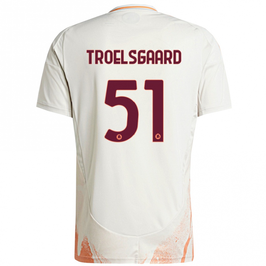 Women Football Sanne Troelsgaard #51 Cream White Orange Away Jersey 2024/25 T-Shirt Nz