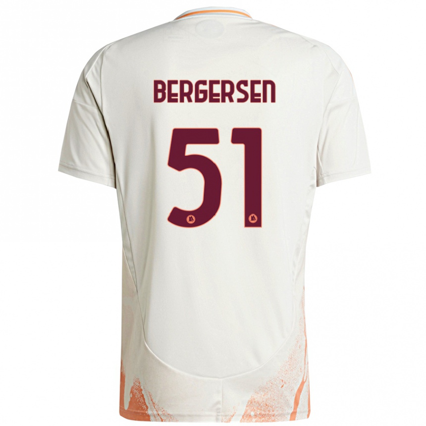 Women Football Mina Bergersen #51 Cream White Orange Away Jersey 2024/25 T-Shirt Nz