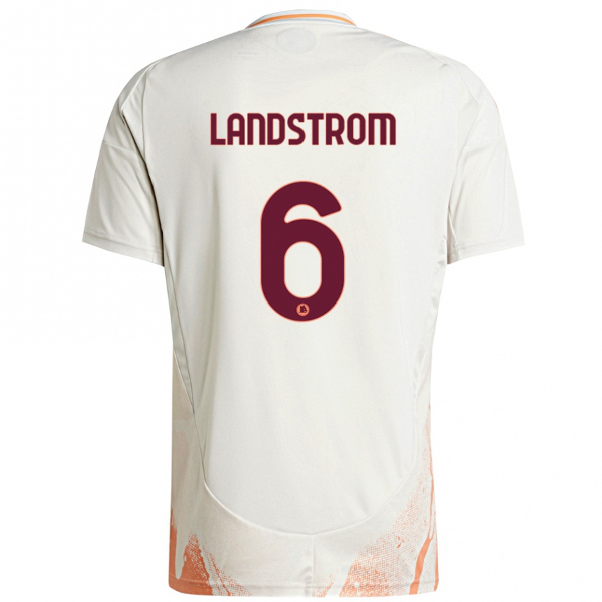 Women Football Elin Landstrom #6 Cream White Orange Away Jersey 2024/25 T-Shirt Nz