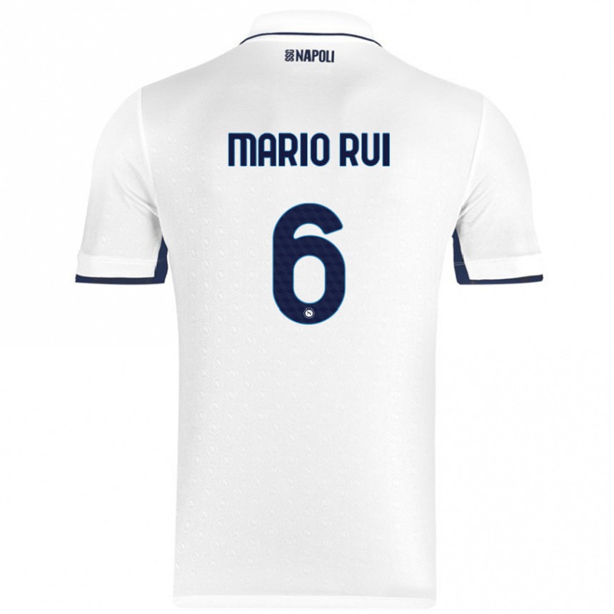 Women Football Mario Rui #6 White Royal Blue Away Jersey 2024/25 T-Shirt Nz