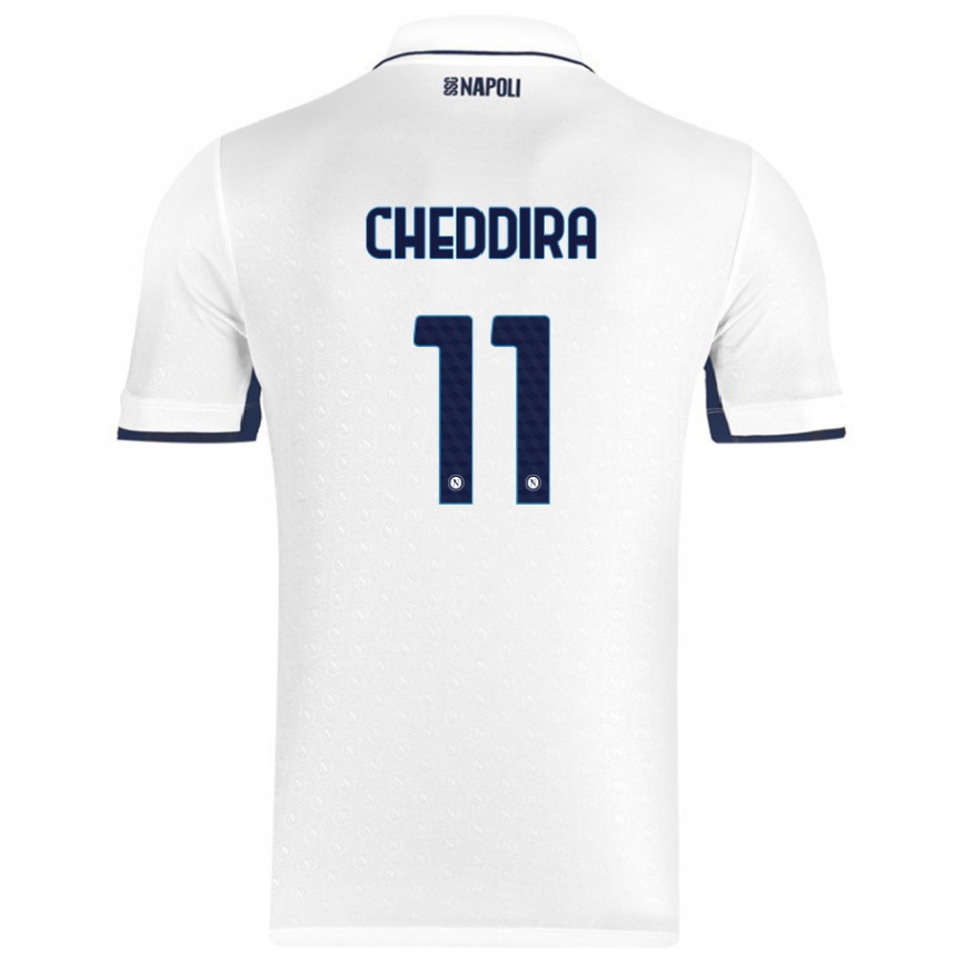 Women Football Walid Cheddira #11 White Royal Blue Away Jersey 2024/25 T-Shirt Nz