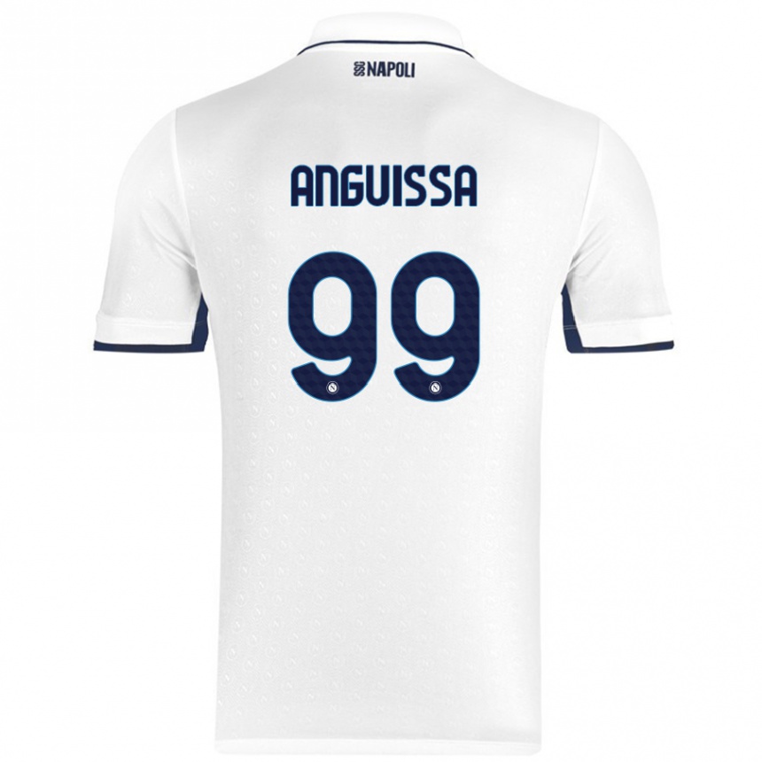 Women Football Andre Zambo Anguissa #99 White Royal Blue Away Jersey 2024/25 T-Shirt Nz