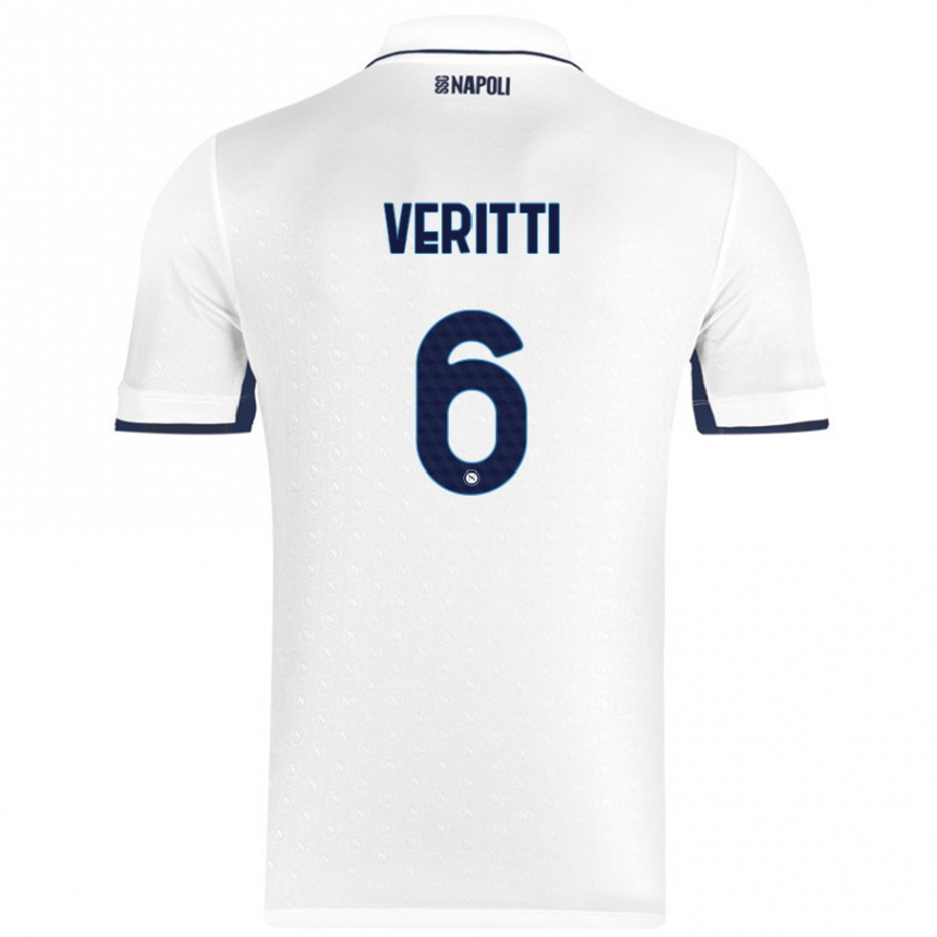 Women Football Federica Veritti #6 White Royal Blue Away Jersey 2024/25 T-Shirt Nz