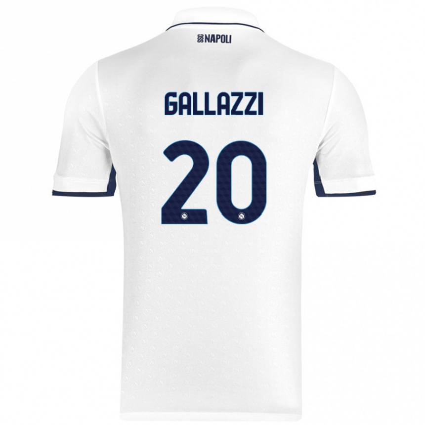 Women Football Valentina Gallazzi #20 White Royal Blue Away Jersey 2024/25 T-Shirt Nz